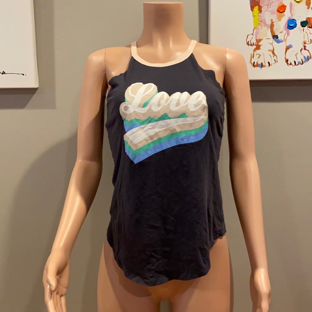 Retro pastel LOVE charcoal tank top